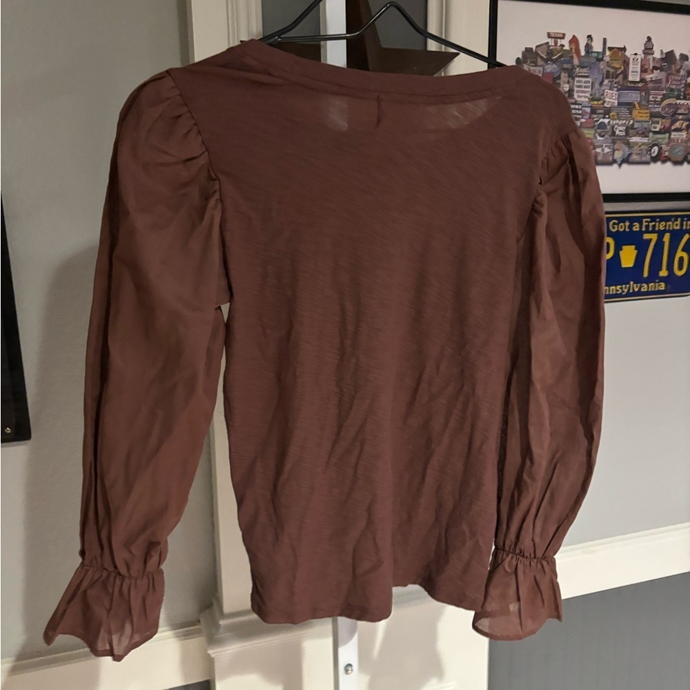 Nation LTD Carly Voluminous Contrast Tee in Pinot Noir Size XS - Picture 3 of 5
